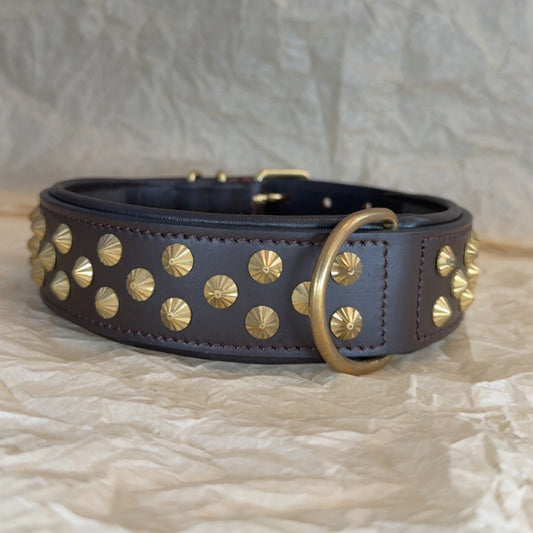 Zika læder halsbånd m. Guld - Brun 2. Sorterings